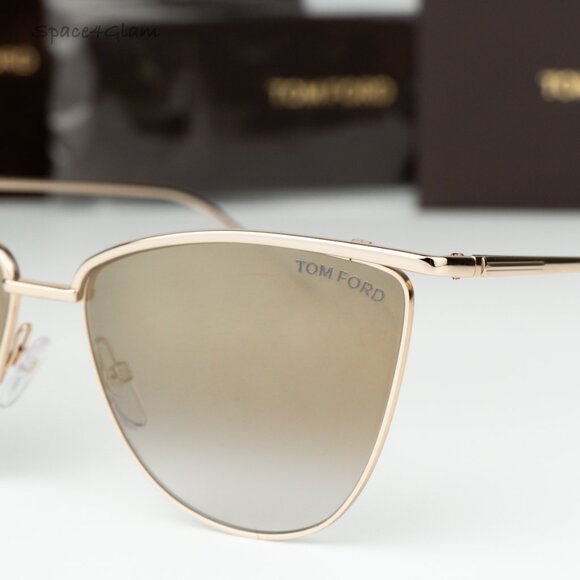 BRAND NEW Tom Ford Women Sunglasses Gold Mirror Brown Cat Eye FT0684 28G main image 5